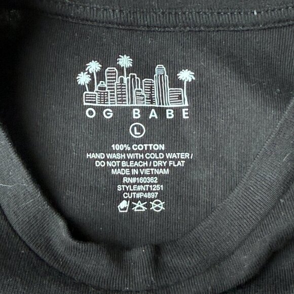 OG Babe Graphic Crop Top — Black (L) - Picture 3 of 3